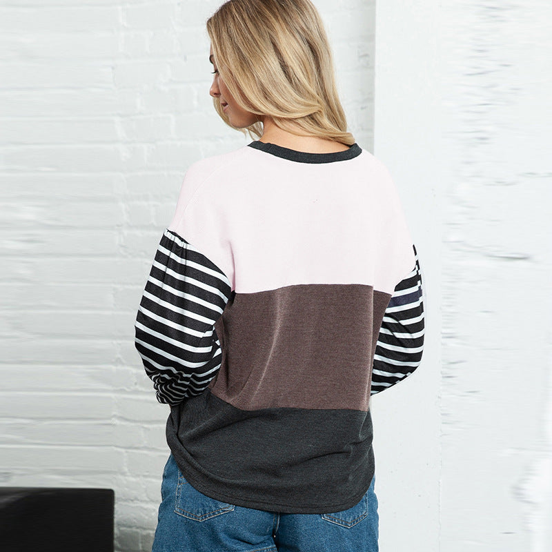 Striped Splicing Knitwear Women's Long Sleeve