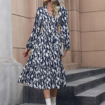 Fashion Women's Wear Long Sleeve Printed Dress