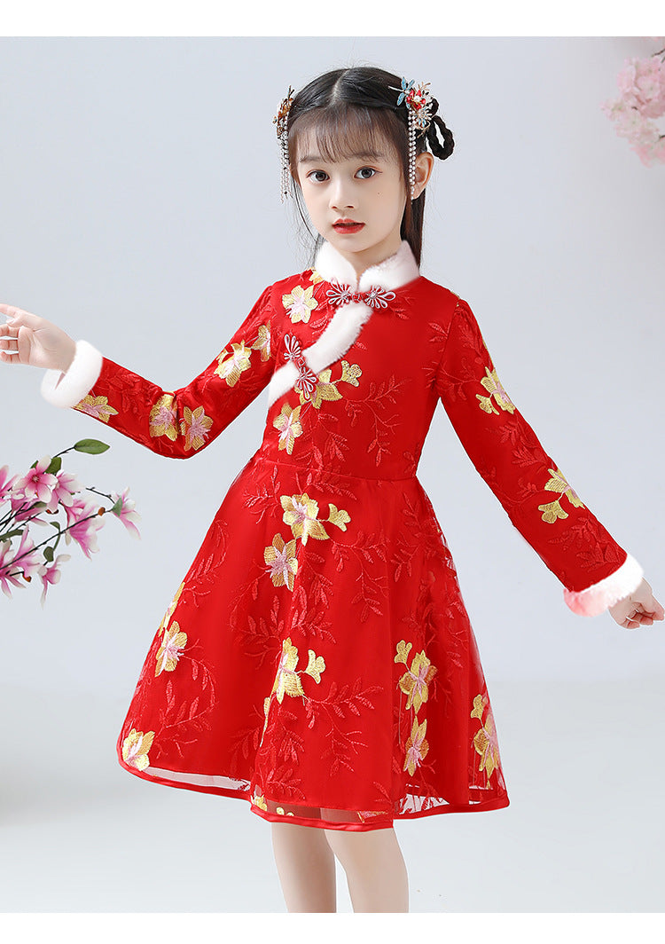 Girls Big Red Dress For New Year