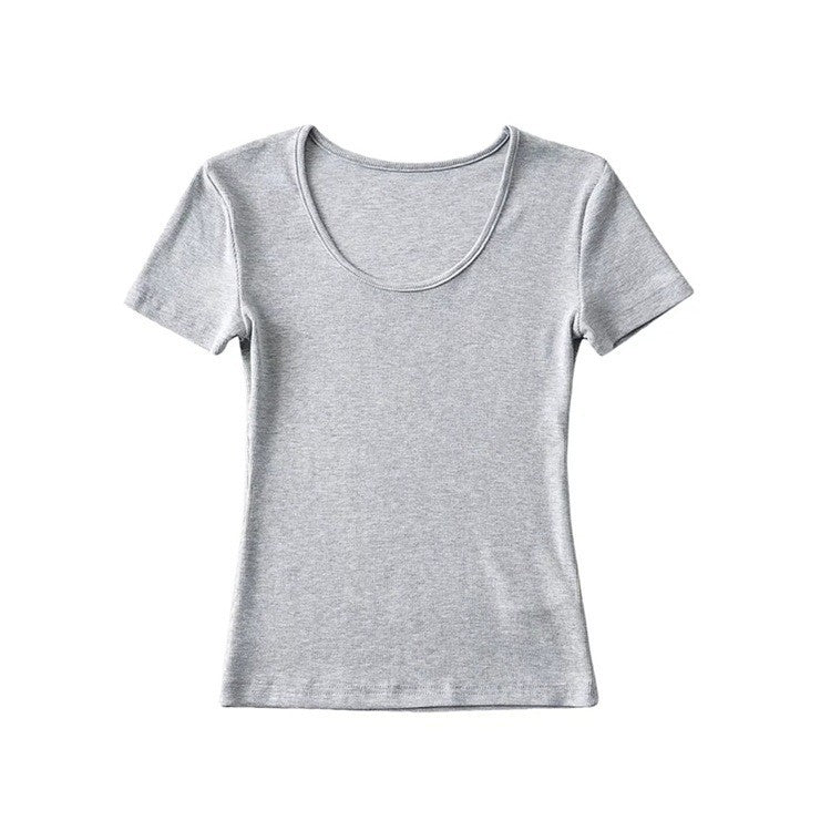 Women's Solid Color Round Neck Pullover Short Sleeve T-shirt