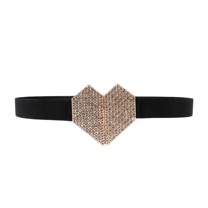 Ceinture femme strass forme coeur élastique et haute élasticité