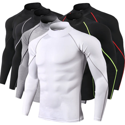 Men's Turtleneck Workout Long Sleeve Autumn And Winter Quick-drying