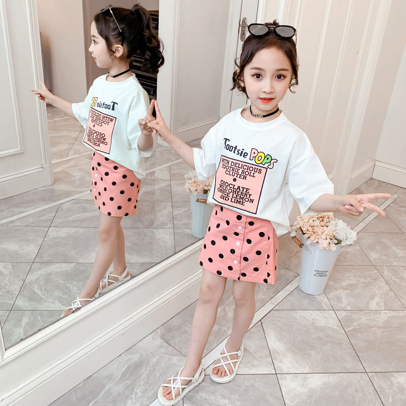 Short-sleeved T-shirt two-piece girl