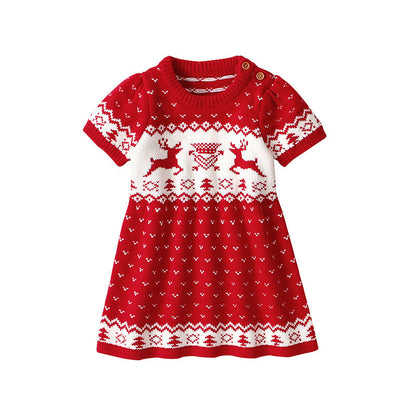 Baby Girls Sweater Christmas Elk Print