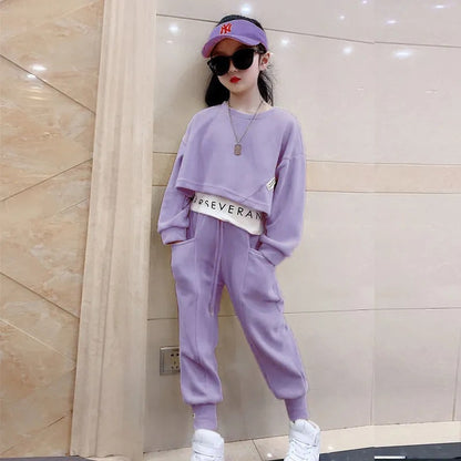 Spring And Autumn Leisure Sports Sweater Two-piece Trend