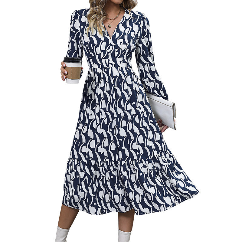 Fashion Women's Wear Long Sleeve Printed Dress