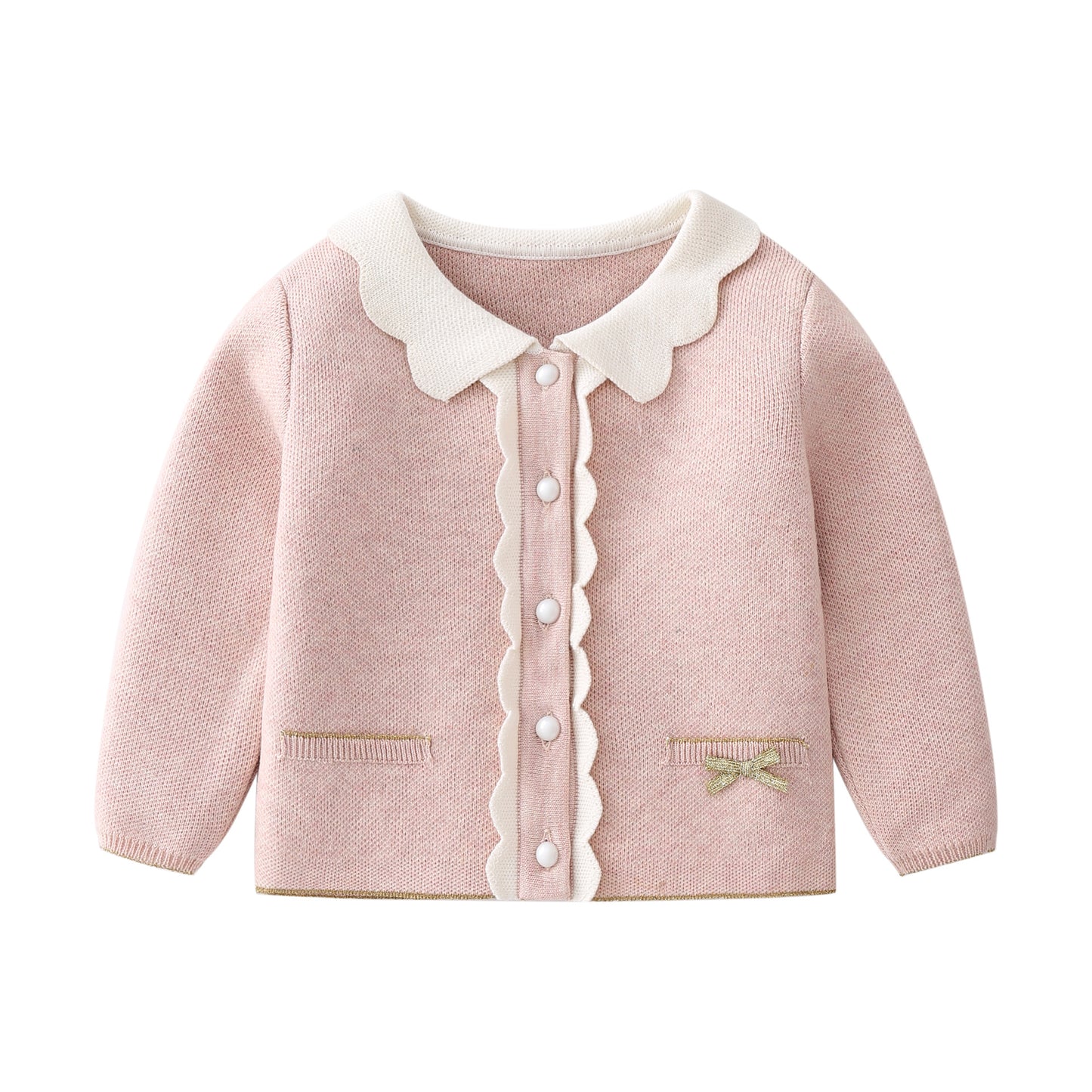 Costume de jupe cardigan tricoté en coton pour bébé fille