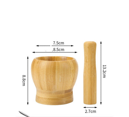 Wooden Manual Garlic Crusher Jar Grinding Mortar