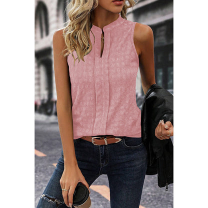 Temperament Commute Solid Color And V-neck Sleeveless Top Fashion Texture