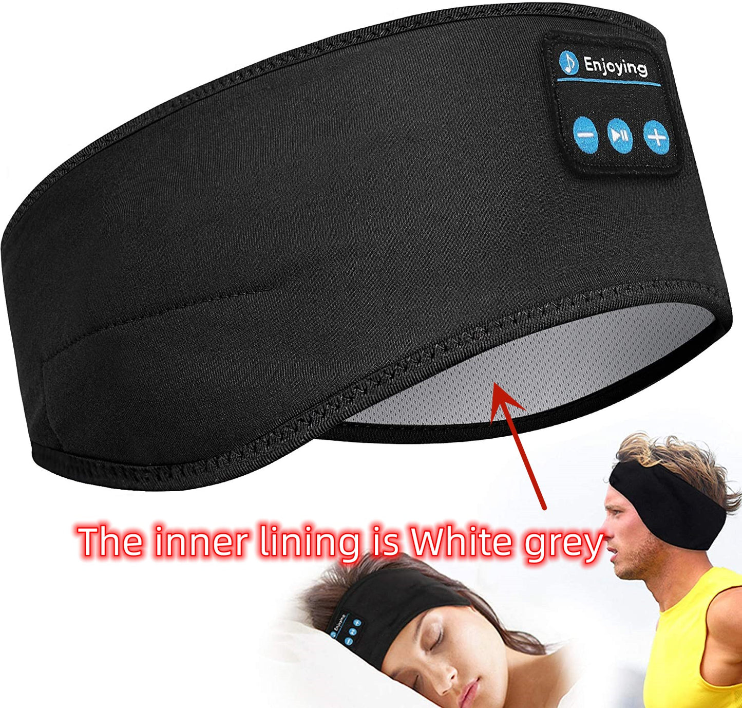 Écouteurs sans fil Bluetooth, bandeau fin, doux, élastique, confortable, musique, masque pour les yeux, pour dormir sur le côté, sport