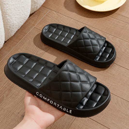 Pantoufles de maison pour hommes avec Design à carreaux, semelles souples, silencieuses, pantoufles de bain pour sol intérieur, chaussures de maison pour femmes, été