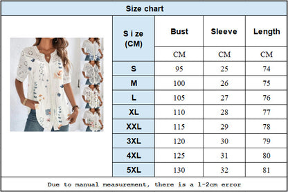 Fashion Breasted Lapel Short-sleeved Shirt Women's Top