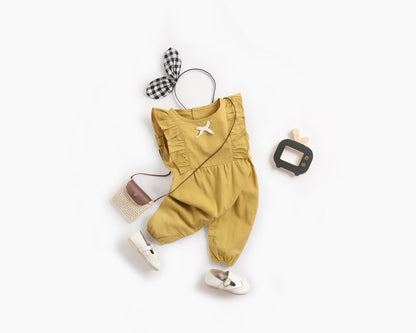 Newborn Cotton Long Climbing Bow Jumpsuit