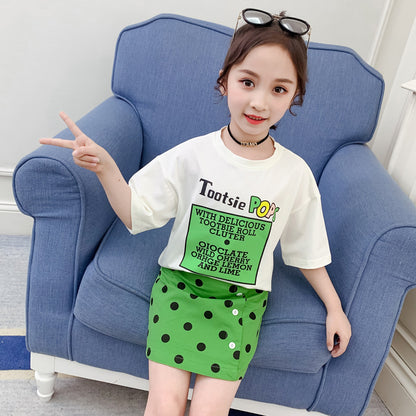 Short-sleeved T-shirt two-piece girl