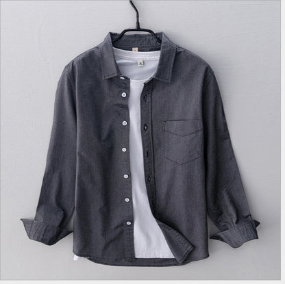 Oxford Cloth Breathable Cotton Artistic Loose Long-sleeved Men's Shirt