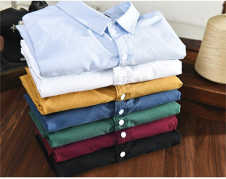 Oxford Cloth Breathable Cotton Artistic Loose Long-sleeved Men's Shirt