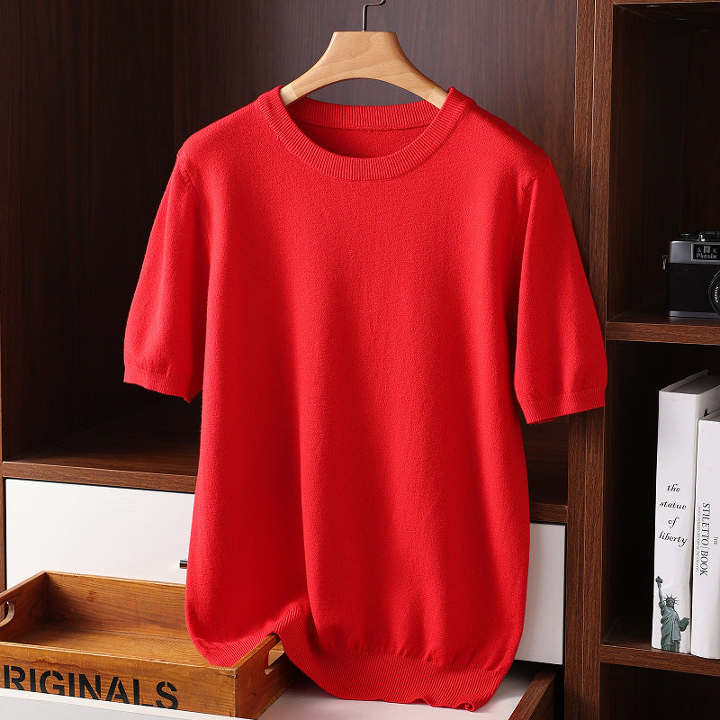 Summer Short Sleeve Men's Round Neck Thin Casual T-shirt Knitwear