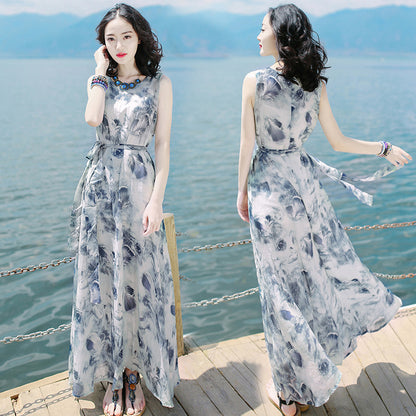 Women's Printed Sleeveless Bohemian Long Dress