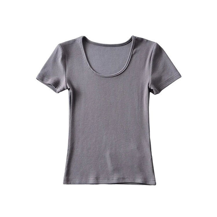 Women's Solid Color Round Neck Pullover Short Sleeve T-shirt