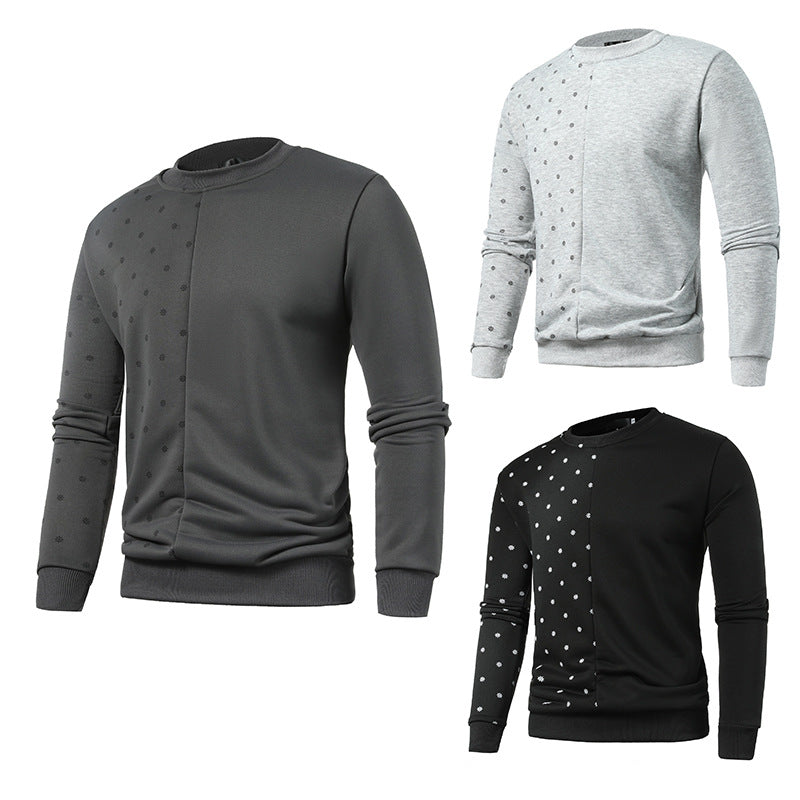 New Trend Printed Large Round Neck Men's Casual Pullover Sweater