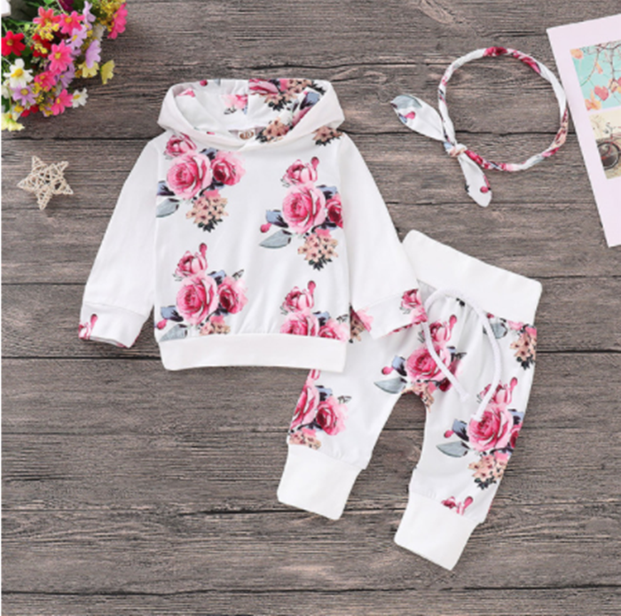 Children's floral solid color children's suit