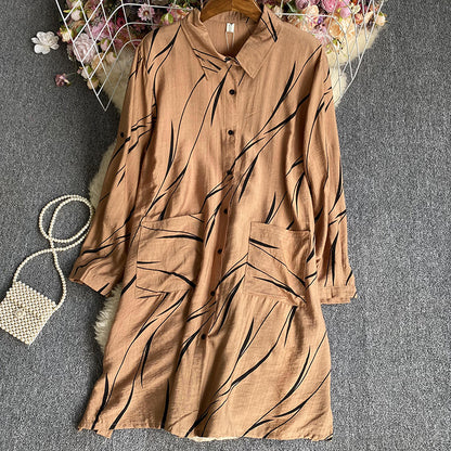 Robe polyvalente à manches longues rayée pour femme