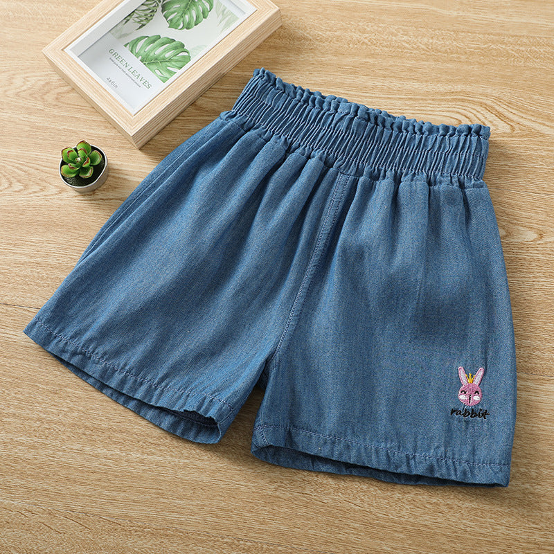 Girls' Middle-aged Children's Shorts Western Style New Jeans