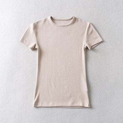 Women's Solid Color Round Neck Pullover Short Sleeve T-shirt