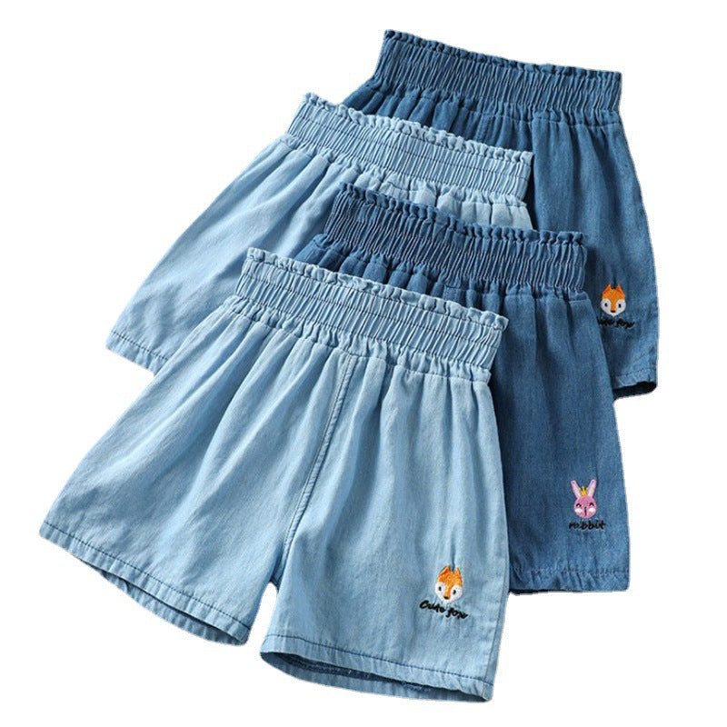 Girls' Middle-aged Children's Shorts Western Style New Jeans