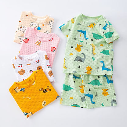 Children's Fashion Casual Cotton Print Short Sleeve Suit