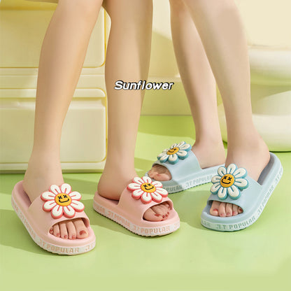 Summer Flower Slippers Women New Fashion Letter Garden Shoes Indoor Anti-Slip Floor Bathroom Bathing Home Slipper