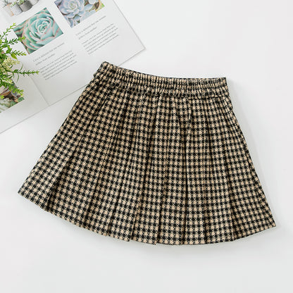 Autumn And Winter New Style Western Children Plaid Pleated Skirt