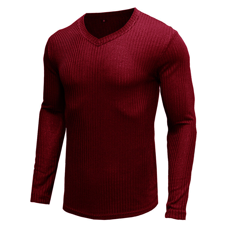 European And American Knitted Men's T-shirt Long-sleeved Sweater