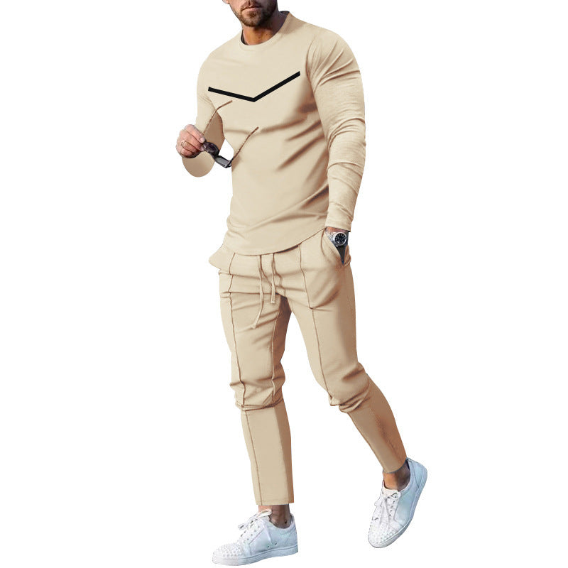 Round Neck Long Sleeve T-shirt Trousers Suit Men