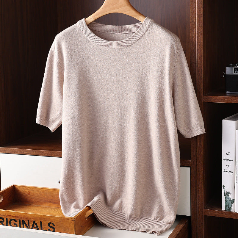 Summer Short Sleeve Men's Round Neck Thin Casual T-shirt Knitwear