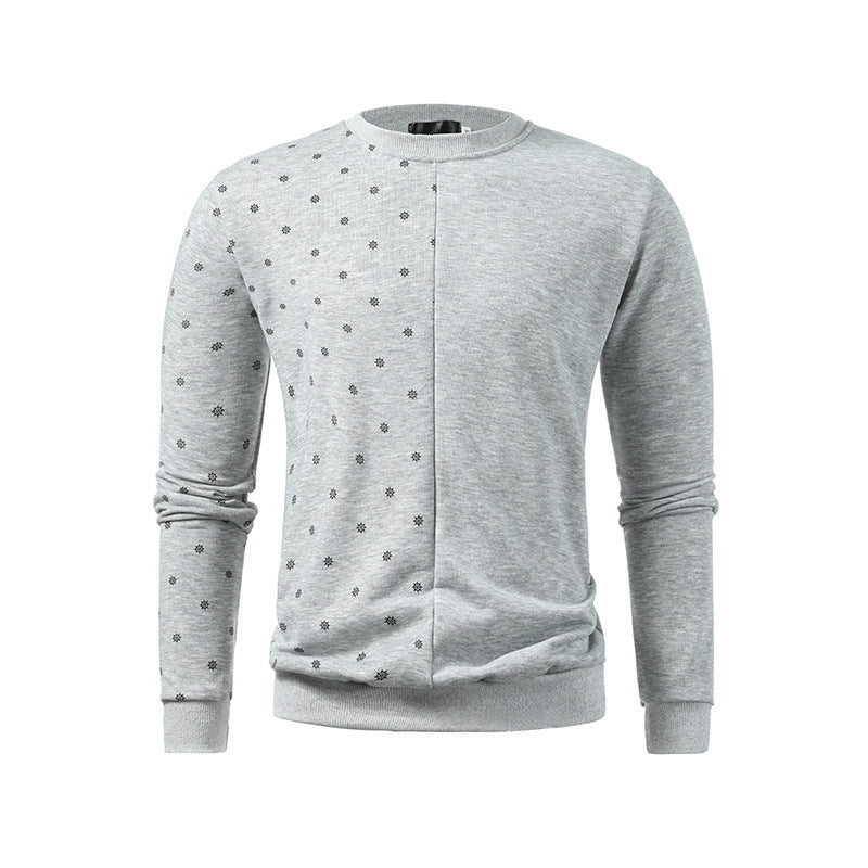 New Trend Printed Large Round Neck Men's Casual Pullover Sweater