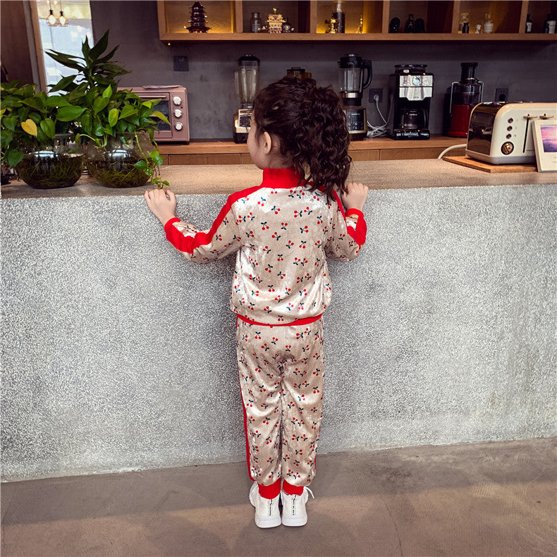 Children's Gold Velvet Suit Middle-aged Autumn Clothes