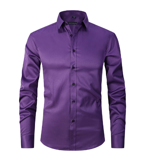 Men's Stretch Shirt Long Sleeve Non-ironing Slim Fit