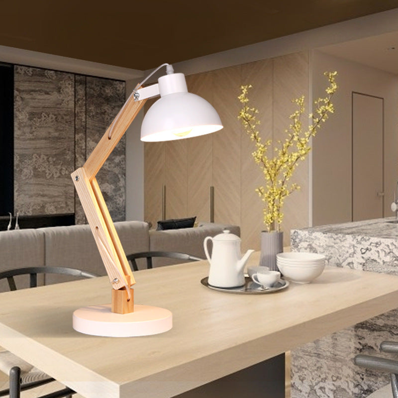 Household Solid Wood Long Arm Adjustable Desk Lamp