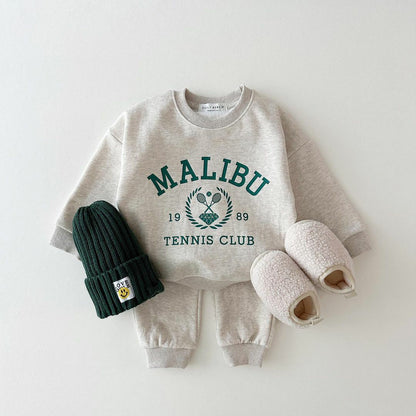 Two-piece Set Of Printed Letter Sweatshirt And Leggings