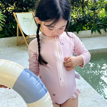 Girls' Summer New Quick-drying Long-sleeved Sunscreen Swimsuit