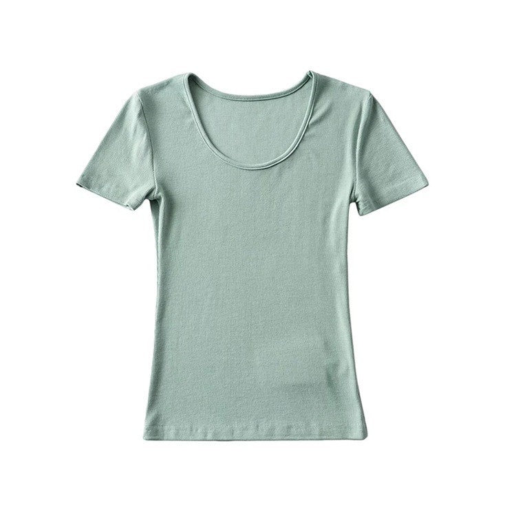 Women's Solid Color Round Neck Pullover Short Sleeve T-shirt