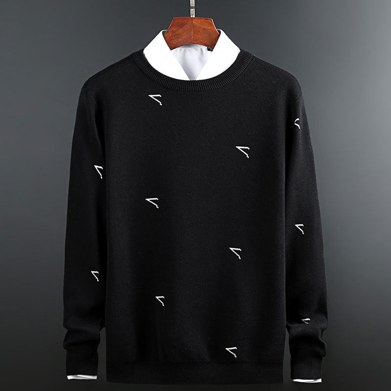 Black Round Neck Pullover Long Sleeve Sweater