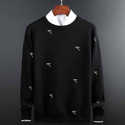 Black Round Neck Pullover Long Sleeve Sweater