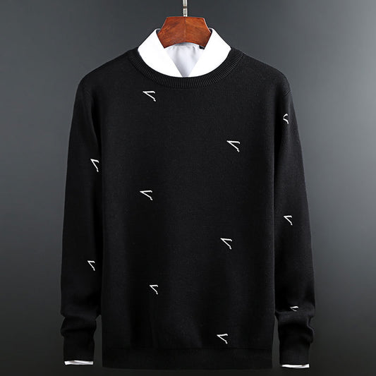 Black Round Neck Pullover Long Sleeve Sweater
