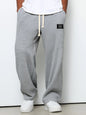Waffle Straight Pants Fashion Brand Loose Loose  Drawstring Pockets Trousers Casual Men's Clothing