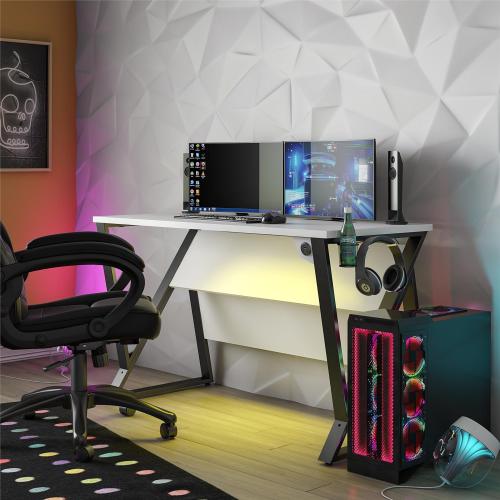 Genesis Adjustable Gaming Desk, White