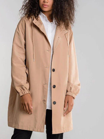 Trench-Coat mi-long ample à manches longues, grande taille