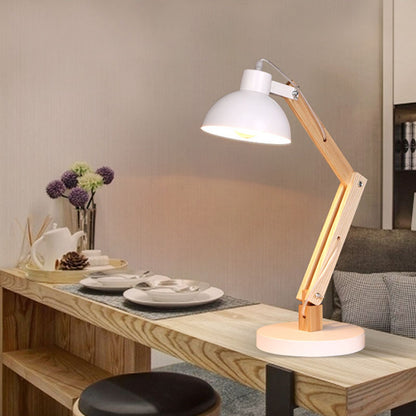Household Solid Wood Long Arm Adjustable Desk Lamp