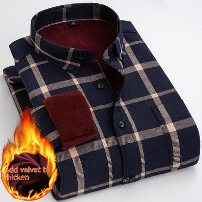 Autumn And Winter Men's Wear Warm With Velvet Shirt Coat